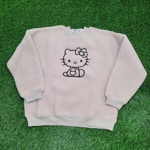 Sanrio Hello-Kitty Fuzzy BOA Sweater Womens Large 24x25 Baggy
